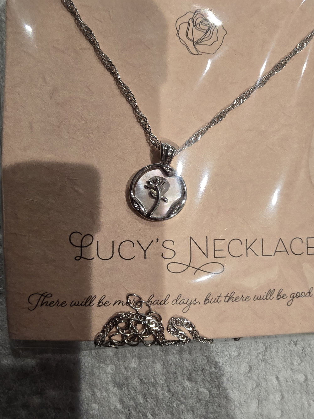 Silver Rose Pendant Necklace